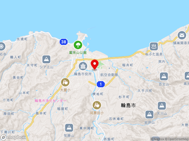 主要地方道七尾輪島線沿いの道の駅 輪島の地図