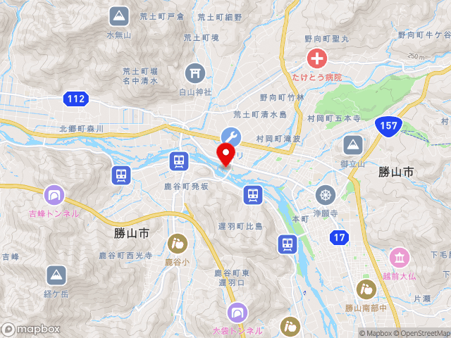 石川県の道の駅 恐竜渓谷かつやまの地図