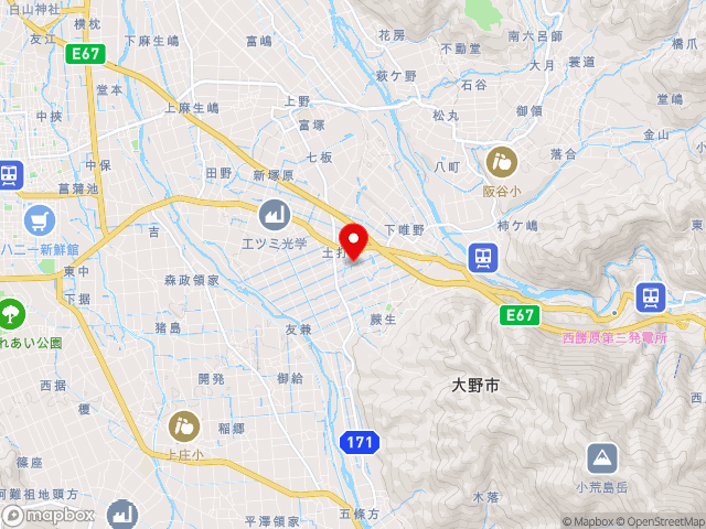 福井県の道の駅 越前おおの荒島の郷の地図