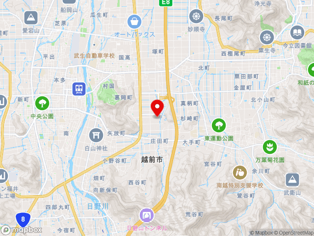 福井県道269号越前たけふ駅線沿いの道の駅 越前たけふの地図