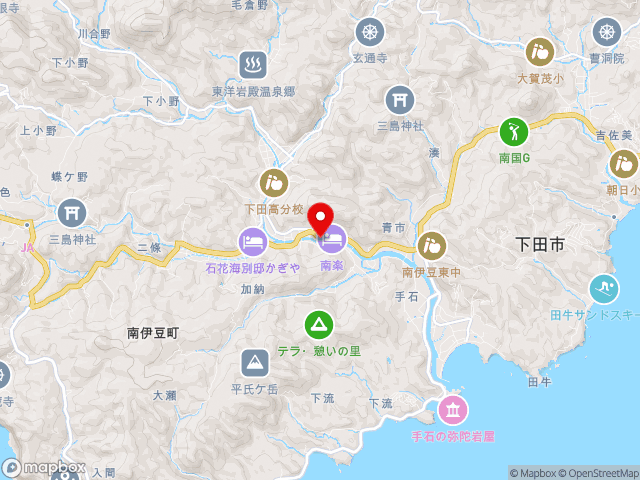 静岡県の道の駅下賀茂温泉　湯の花の地図