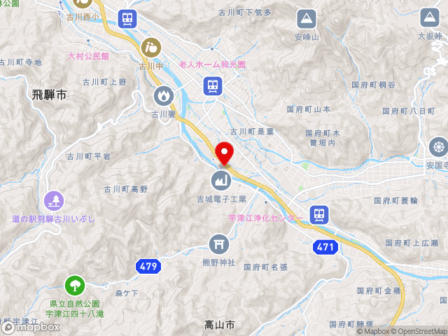 国道41号沿いの道の駅 アルプ飛騨古川の地図