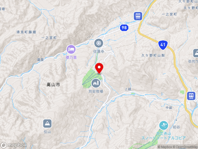 岐阜県の道の駅モンデウス飛騨位山の地図
