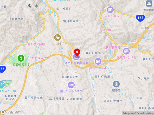 岐阜県の道の駅桜の郷　荘川の地図