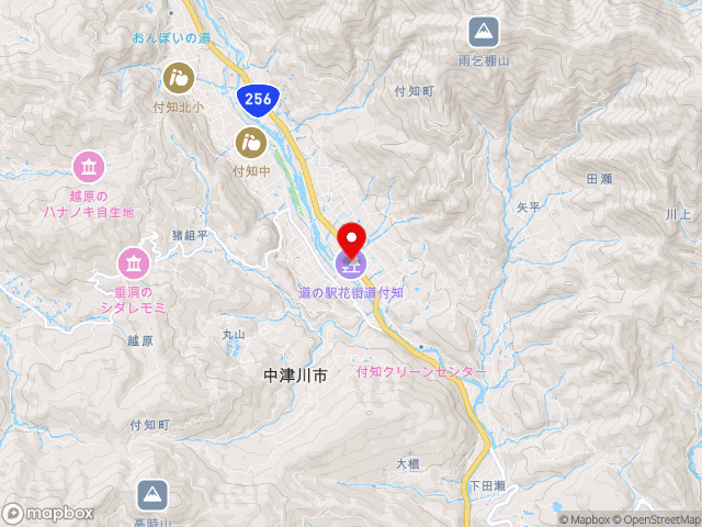 岐阜県の道の駅 花街道付知の地図