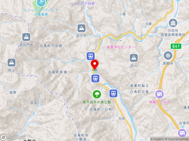 岐阜県の道の駅 白山文化の里長滝の地図