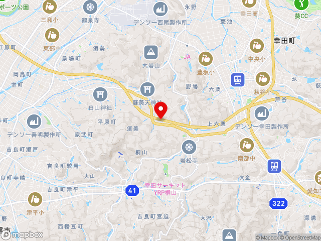 国道23号沿いの道の駅 筆柿の里・幸田の地図