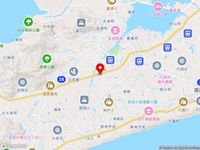 国道259号沿いの道の駅 田原めっくんはうすの地図