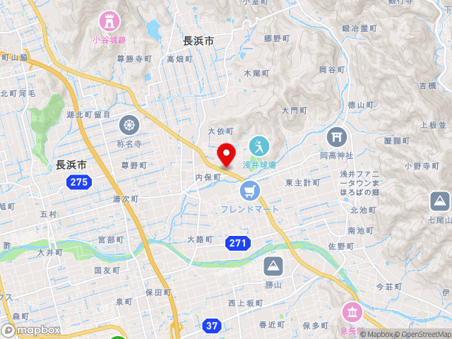 国道365号沿いの道の駅 浅井三姉妹の郷の地図