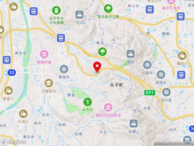 大阪府の道の駅近つ飛鳥の里太子の地図