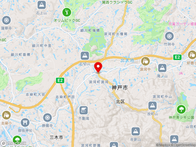 主要地方道三木三田線沿いの道の駅 淡河の地図