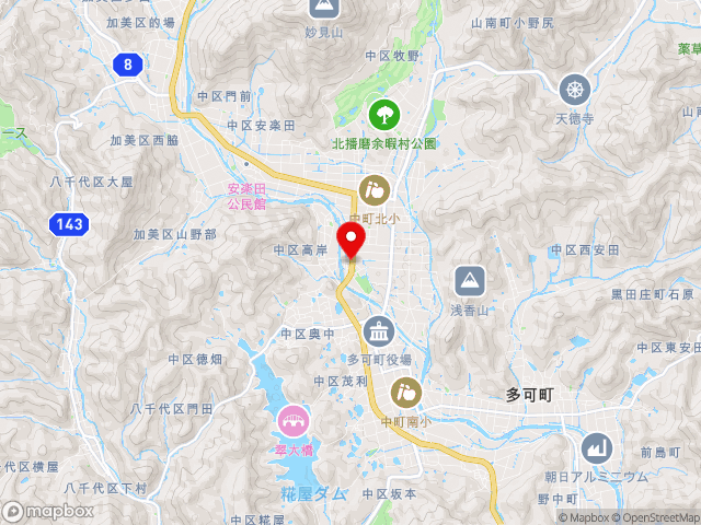兵庫県の道の駅山田錦発祥のまち・多可の地図