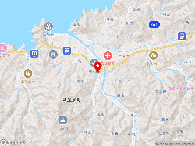 兵庫県の道の駅山陰海岸ジオパーク浜坂の郷の地図