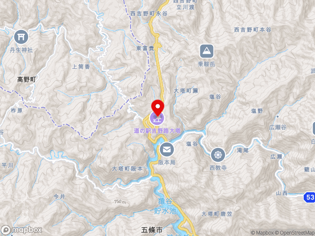 奈良県の道の駅 吉野路　大塔の地図