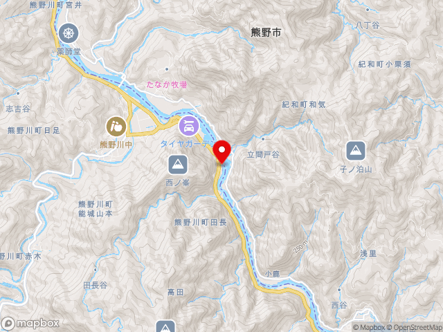 国道168号沿いの道の駅 瀞峡街道熊野川の地図