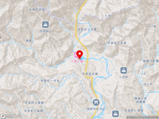 奈良県の道の駅 奥熊野古道ほんぐうの地図