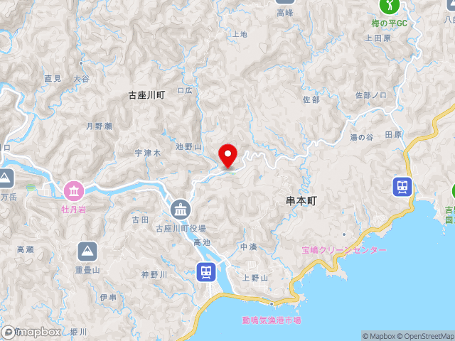 一般県道田原古座線沿いの道の駅 虫喰岩の地図
