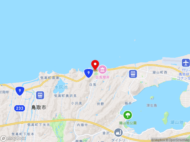 鳥取県の道の駅 神話の里　白うさぎの地図