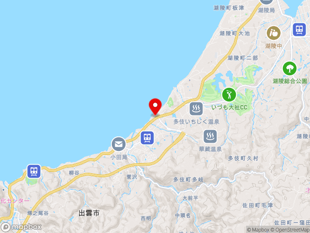 国道9号沿いの道の駅 キララ多伎の地図