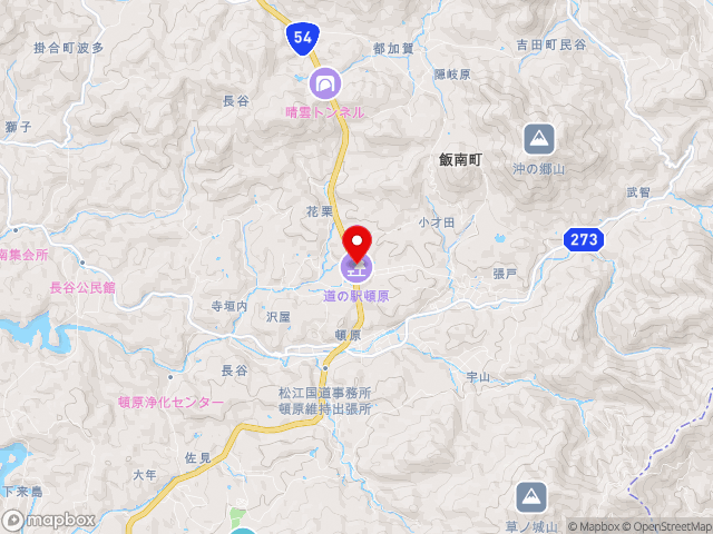 島根県の道の駅頓原の地図