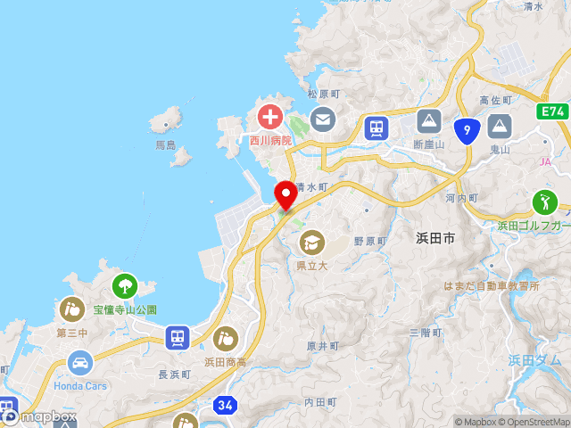 島根県の道の駅 ゆうひパーク浜田の地図