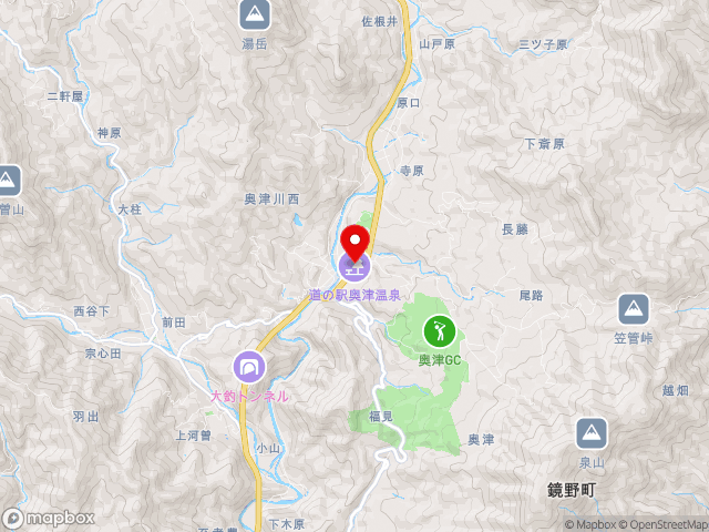 岡山県の道の駅奥津温泉の地図