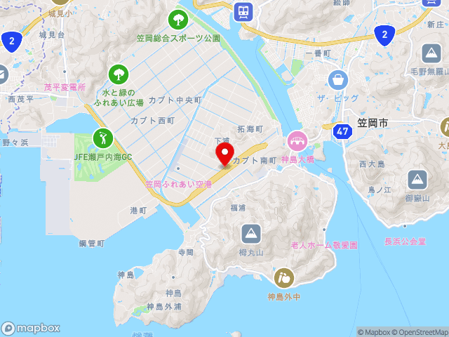 岡山県の道の駅笠岡ベイファームの地図