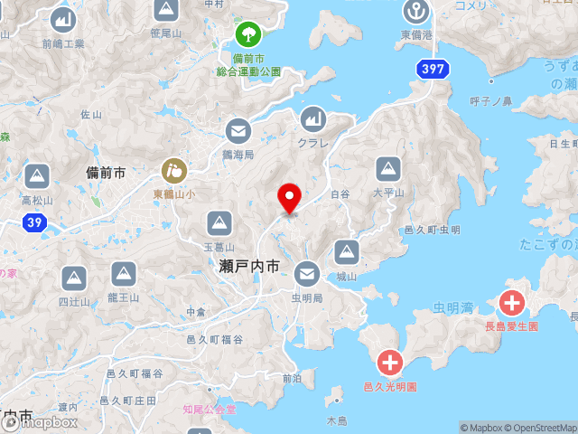 岡山県の道の駅黒井山グリーンパークの地図