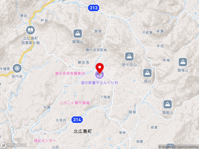 主要地方道安佐豊平芸北線沿いの道の駅 豊平どんぐり村の地図