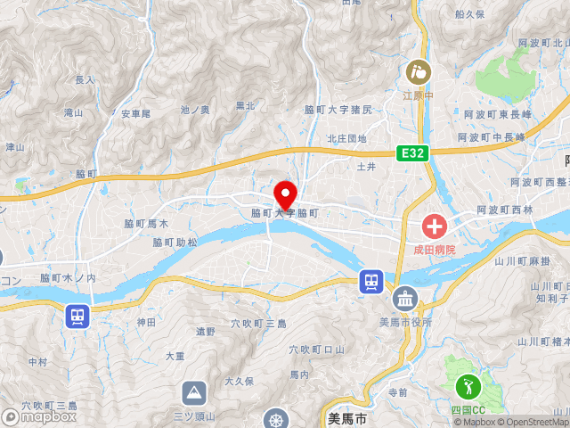 主要地方道鳴門池田線沿いの道の駅 藍ランドうだつの地図