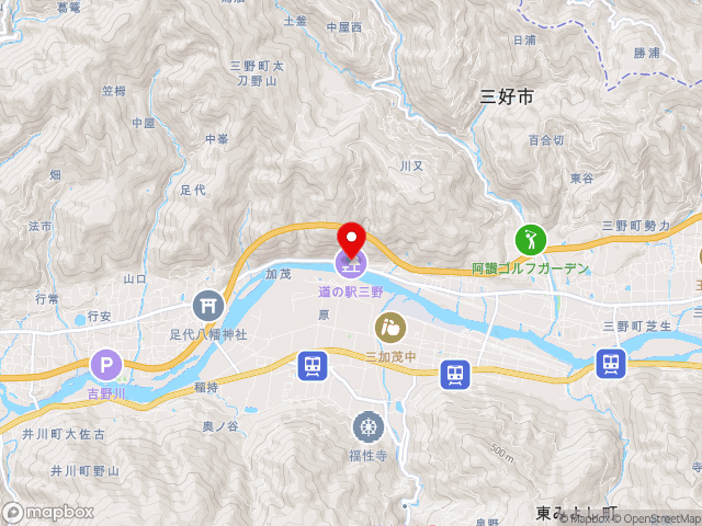 主要地方道鳴門池田線沿いの道の駅 三野の地図