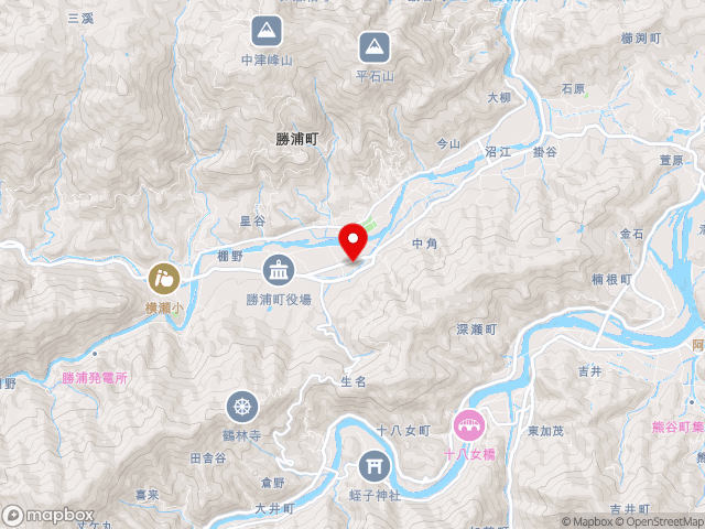 主要地方道徳島上那賀線沿いの道の駅 ひなの里かつうらの地図