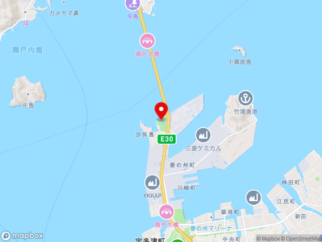 県道瀬居坂出港線沿いの道の駅 瀬戸大橋記念公園の地図