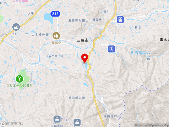 主要地方道観音寺池田線沿いの道の駅 たからだの里さいたの地図