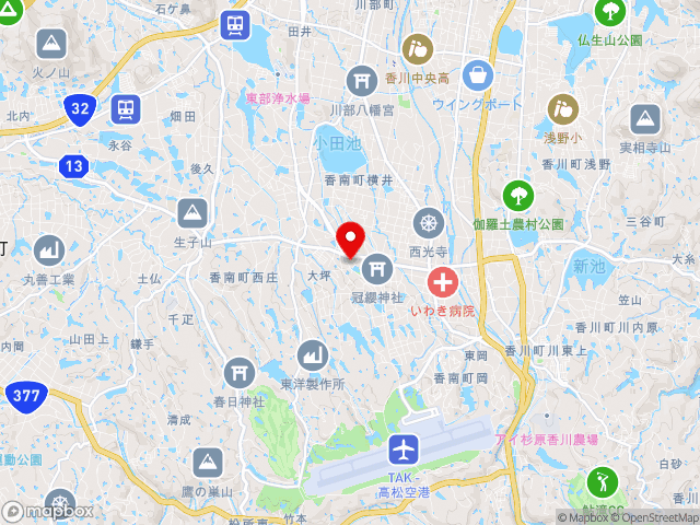 香川県の道の駅香南楽湯の地図