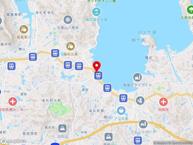 香川県の道の駅源平の里むれの地図
