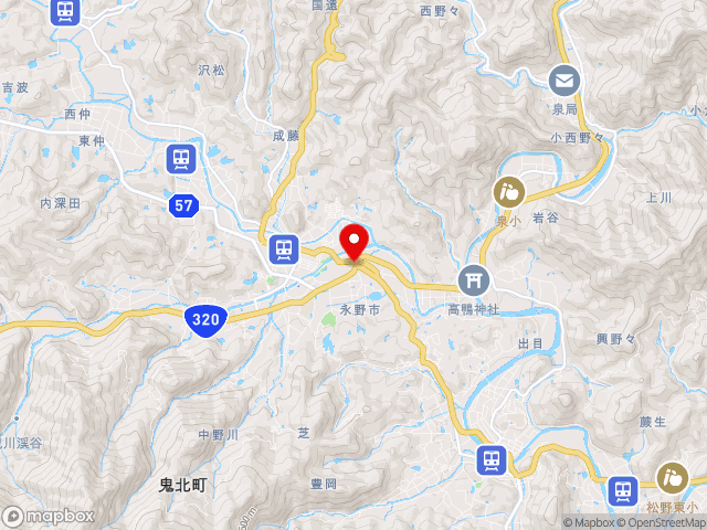 愛媛県の道の駅広見森の三角ぼうしの地図