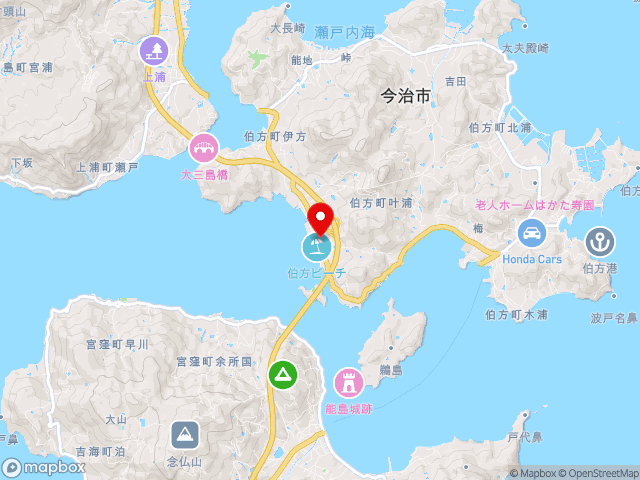 愛媛県の道の駅伯方Ｓ・Ｃパークの地図