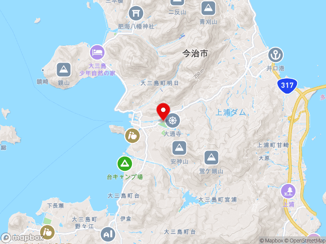 愛媛県の道の駅しまなみの駅御島の地図