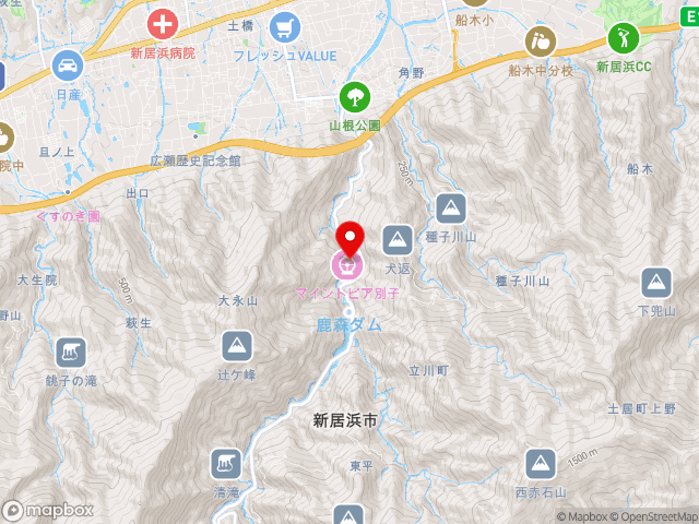 県道新居浜別子山線沿いの道の駅 マイントピア別子の地図