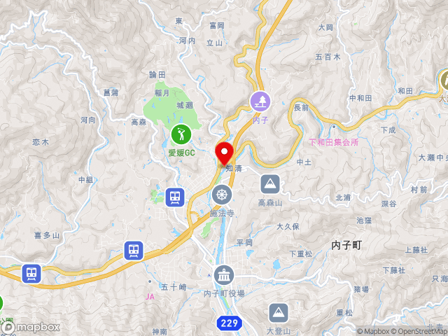 愛媛県の道の駅内子フレッシュパークからりの地図