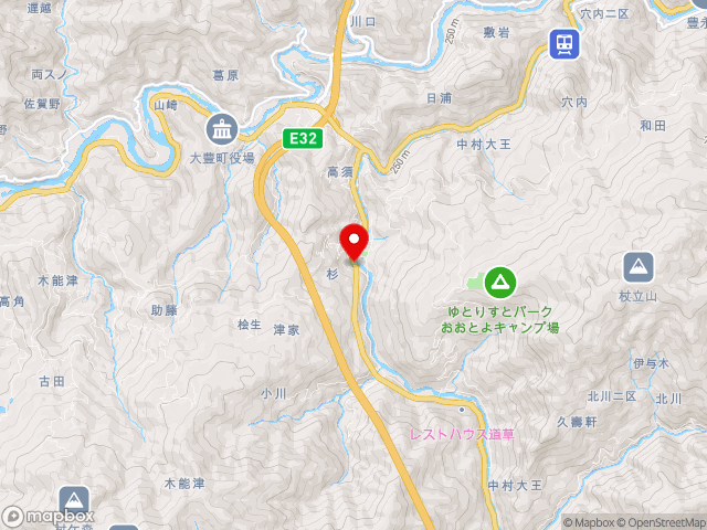 高知県の道の駅 大杉の地図