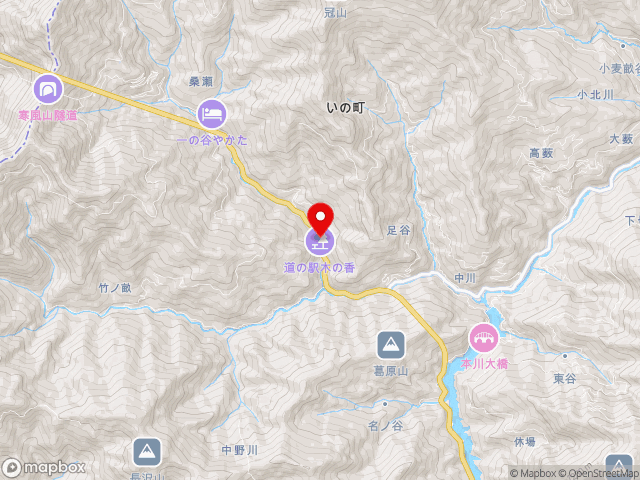 高知県の道の駅木の香の地図