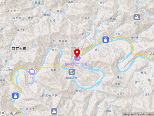 愛媛県の道の駅 四万十とおわの地図