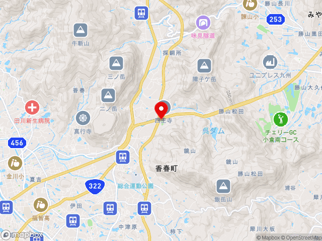 国道201号沿いの道の駅 香春の地図