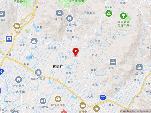 主要地方道筑紫野三輪線沿いの道の駅 筑前みなみの里の地図