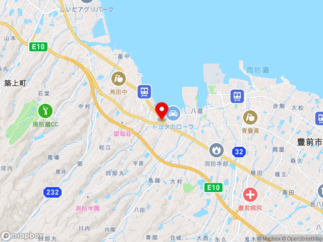 国道10号沿いの道の駅 豊前おこしかけの地図
