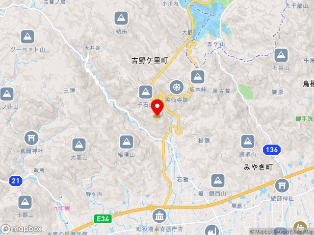 国道385号沿いの道の駅 吉野ヶ里の地図