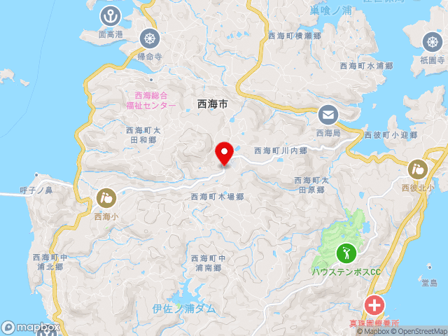 主要地方道西彼太田和港線沿いの道の駅 さいかいの地図
