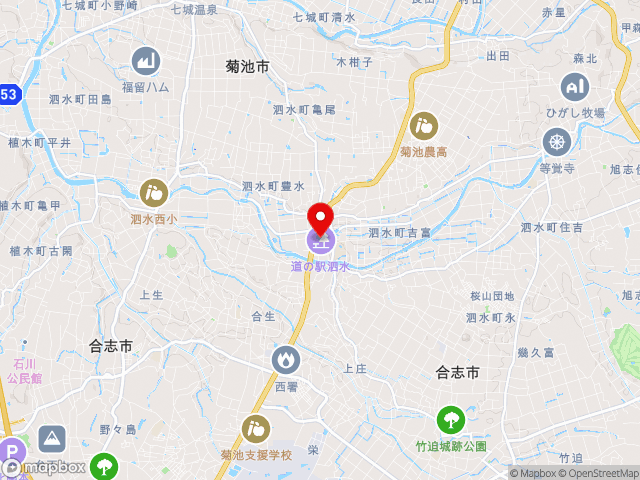 国道387号沿いの道の駅 泗水の地図